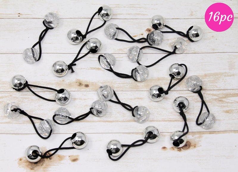 كوكو - مجموعة بريموم من 20 ربطة شعر فقاعية. ربطات شعر مطاطية 18 مم، حاملات ذيل حصان فقاعية. إكسسوارات مطاطية ملونة للأطفال والفتيات والنساء من جميع الأعمار (نافي) (مزيج فضي لامع) - Image 3